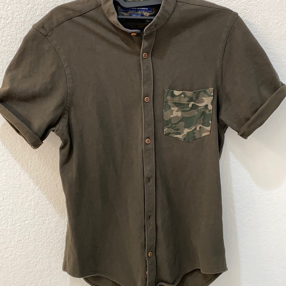 Zara Man Camo Pocket Shirt S/S Mens Small slim